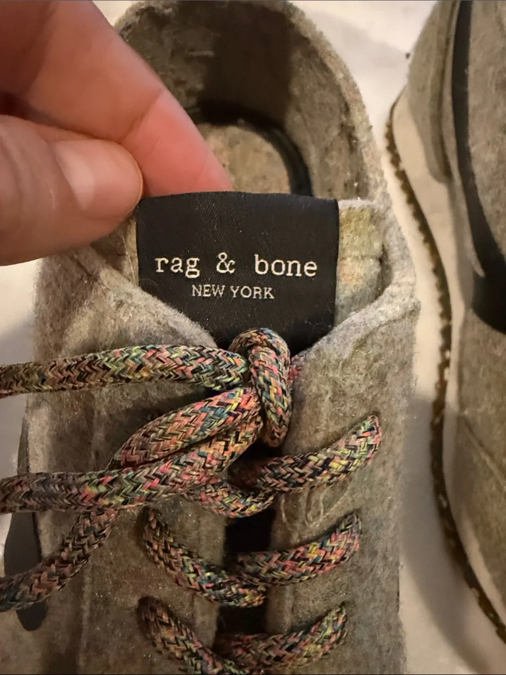 Women’s rag & bone Heathered Gray Multicolor Wool Sneakers with Black Accents